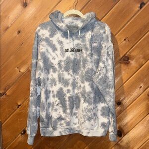 Bowery Supply Co. “Daydreamer” blue white tie dye hooded sweatshirt